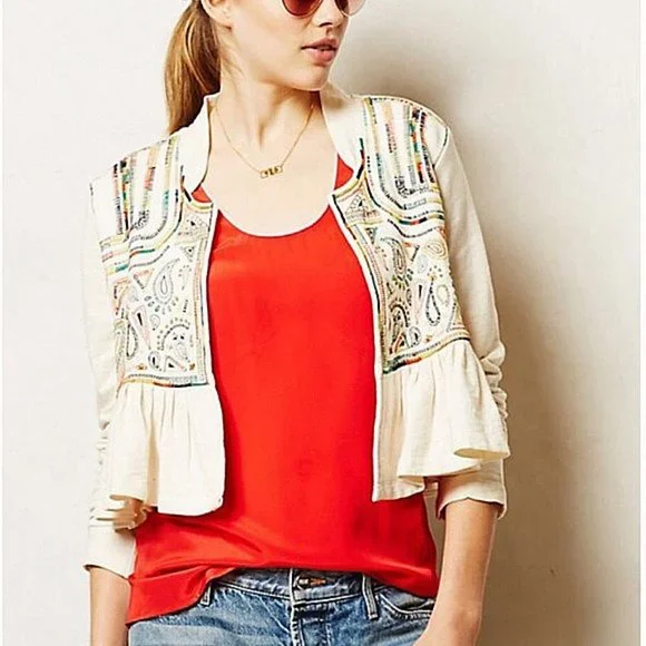 Anthropologie Lilka Whimsigoth Cropped Embroidered Valle Cardigan Whimsical XS - Picture 1 of 7